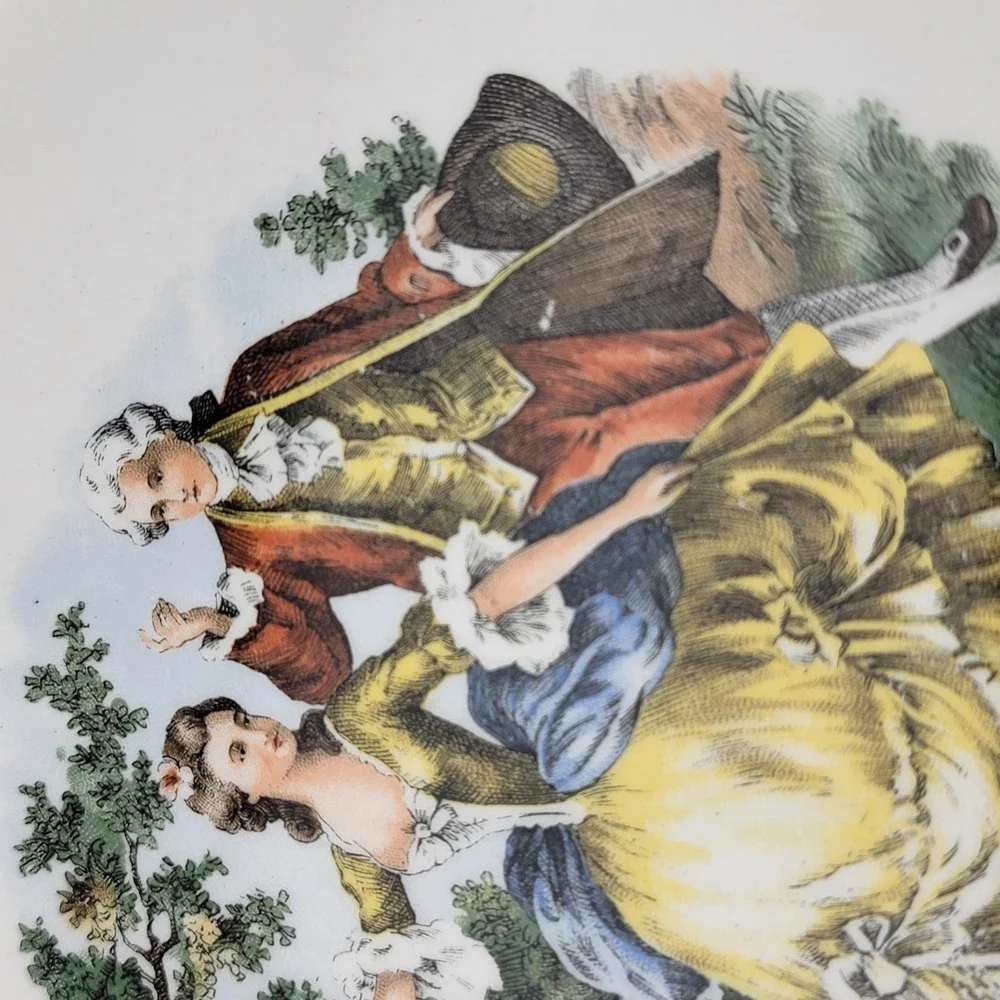 The Harker Pottery Company Plate 1840 22KT Gold Colonial Couple 10